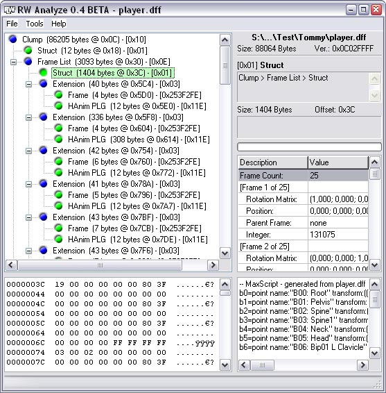 Screenshot of RW Analyze 0.4
